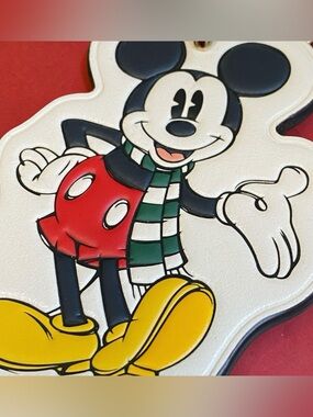 COACH X DISNEY MICKEY Mouse LEATHER BAG CHARM keychain key fob HANG TAG NWT